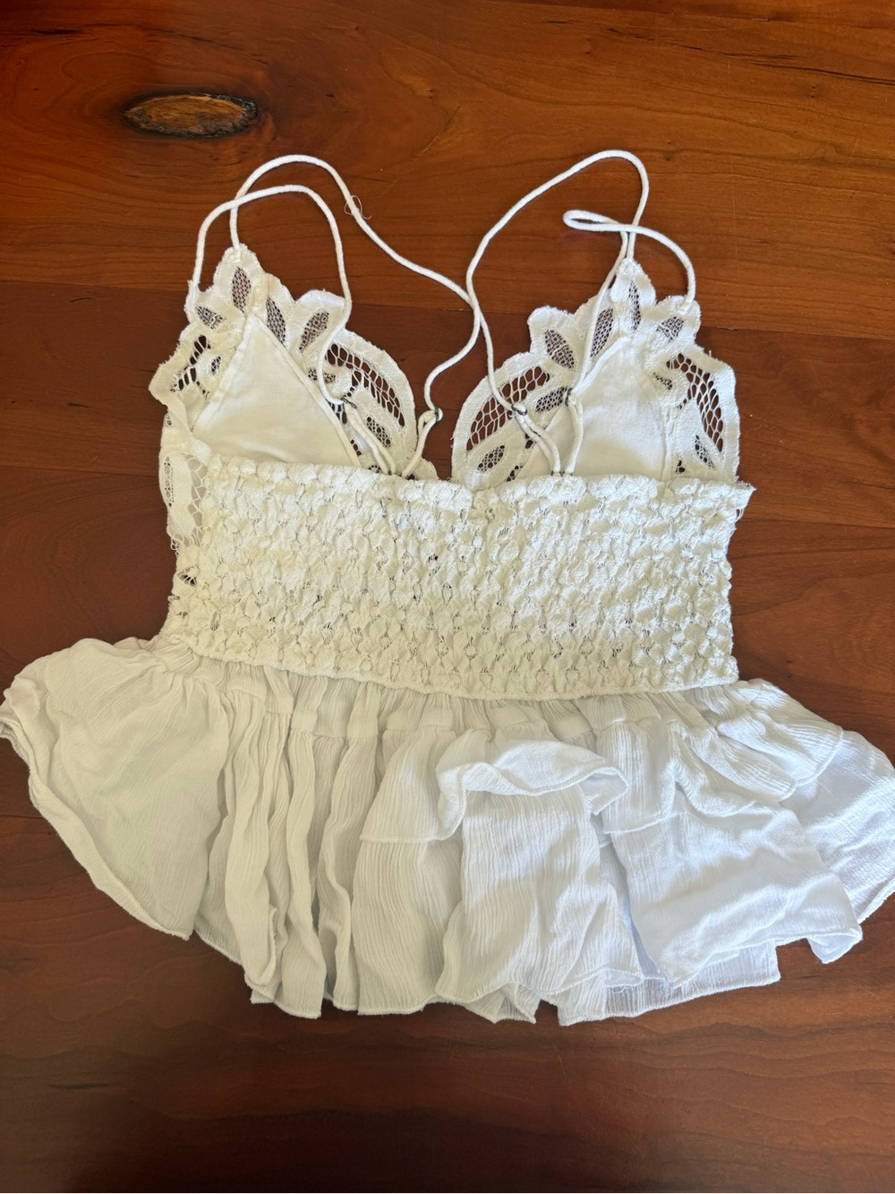 Free People White Lace Ruffle Tank Top - Picture 3 of 3